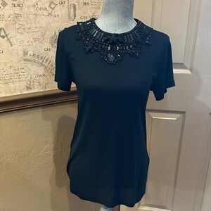 Haute Hippie Black Embellished Short Sleeve Top